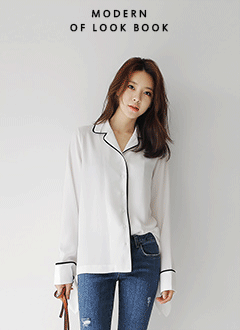 タイリボンカフスパジャマブラウス・全2色