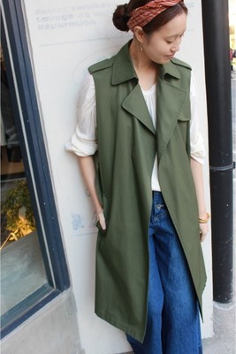 IENAイエナトレンチノースリーブベスト