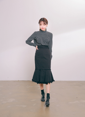 フリンジヘムマーメイドスカート