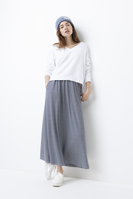 (GU)イージーマキシスカート(ボーダー)