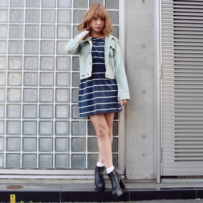 jouetieボーダーノースリーブワンピースxLOVERS Gジャン FRSS00293