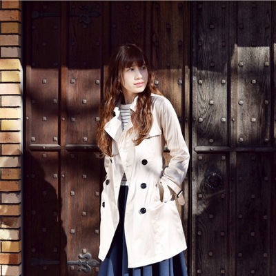 LOWER CIRCLEトレンチコートxEdit SheenボーダートップスxECURY(エキュリー)ネイビースカート FRSS00277