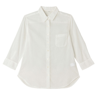 強撚ガーゼ七分袖シャツ オフ白