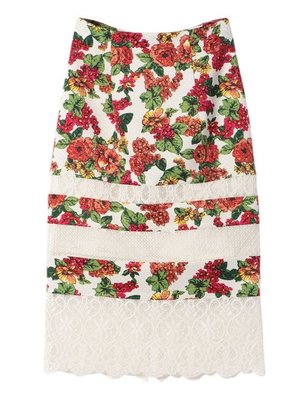 フラワープリント&レーススカート