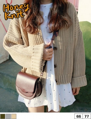 モックネック3Gルーズカーディガン