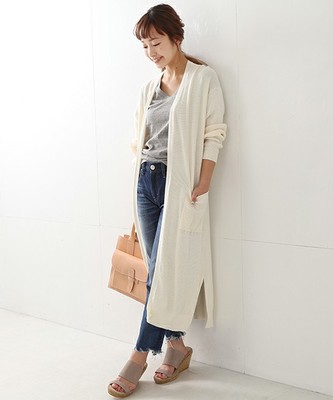 ワッフル編 ロング カーディガン