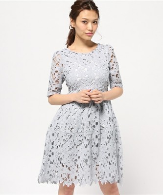 レースハイウエスト切替ワンピース