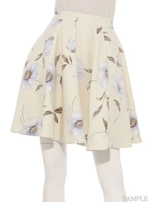 snidel 　ペールトーンフラワーフレアスカート スナイデル