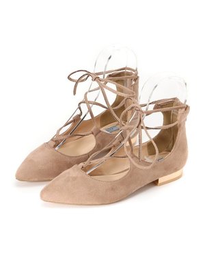 レースアップフラットパンプス