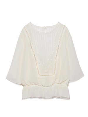 Lily Brown (リリーブラウン)  シフォン刺繍ブラウス
