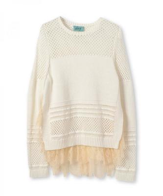 【先行予約・送料無料】メッシュ×レースニットプルオーバー