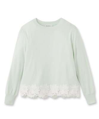 レース裾コットン混ニット