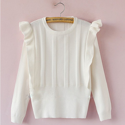 肩フリル切り替え フリルニットセーター