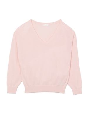 カシミア混Vネックニットプルオーバー