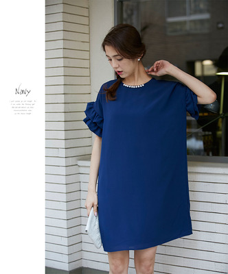 袖フリルラグラン胸元パールワンピース 【adelaide アデライーデ】