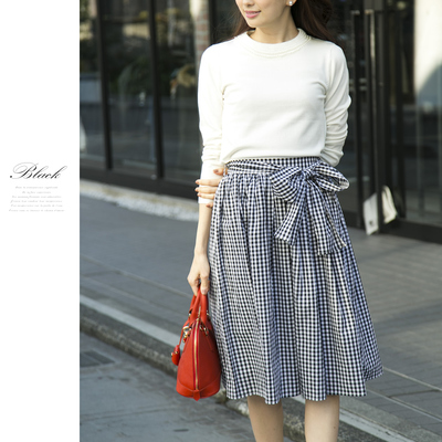 ベルト付きギンガムチェック柄スカート