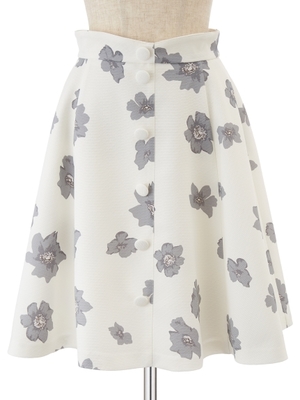 Oユニカラーサイドフレアースカート