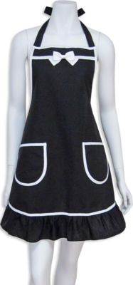 ブラック／ホワイトバイアススリムエプロン