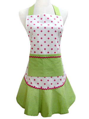 ディーアイアイ DII☆グリーン&ピンクドット　エプロン