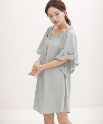 カットワークレース刺繍オフショルOP