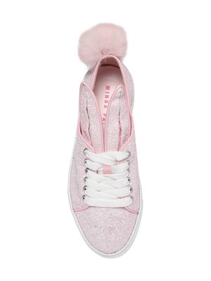 ピンクコットンスニーカー MINNA PARIKKA - 20MM BUNNY TAIL GLITTER SNEAKERS - PINK