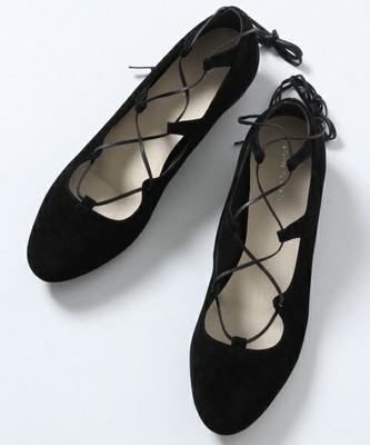 レースUPインヒールバレエシューズ