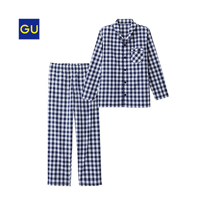(GU)パジャマセット(チェック・長袖)