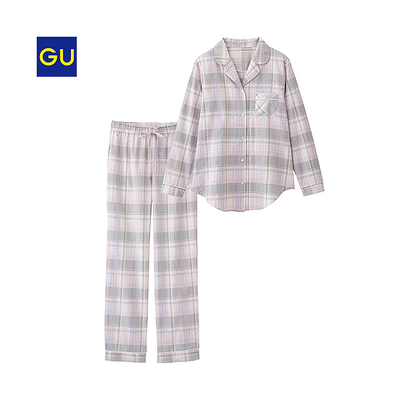 (GU)パジャマ(チェック・長袖)