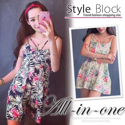 ボタニカル柄オールインワン