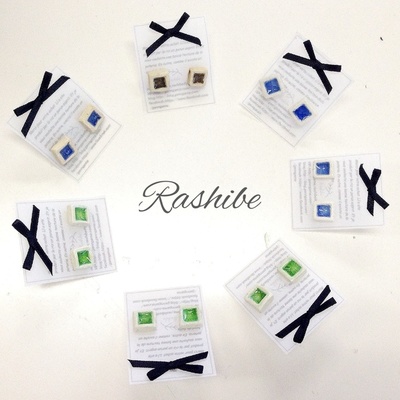 陶器×ガラス ピアス