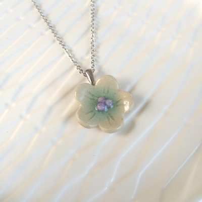 春のお花のネックレス ★mint blue★