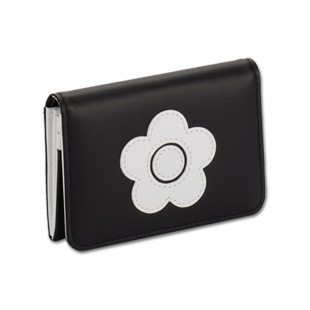 バイカラーデイジーパッチ  カード＆パスケース（ブラック）