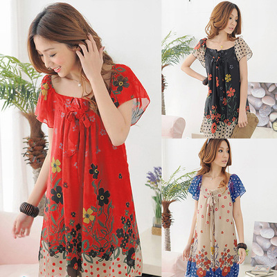 シフォン花柄ワンピース