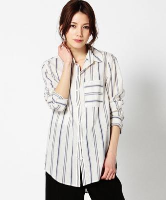 マルチストライプ柄シャツ