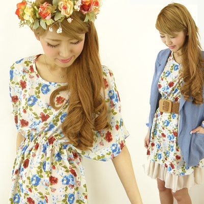 フラワーバタフライスリーブワンピース