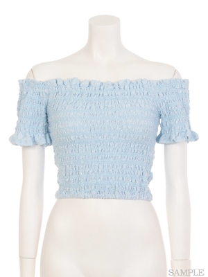 レースオフショルシャーリングトップス