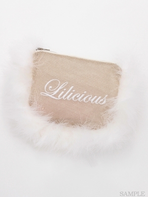 メッシュラメフェザークラッチバッグ