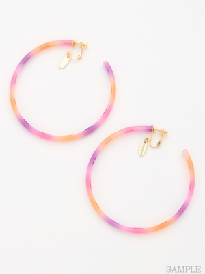 ボーダーアクリルフープピアス/イヤリング