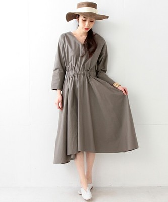 Vネック ドルマン ロングワンピース