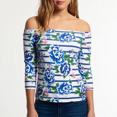 Superdry極度乾燥 レディース Tシャツ Essentials Off Shoulder Top ニット Tシャツ