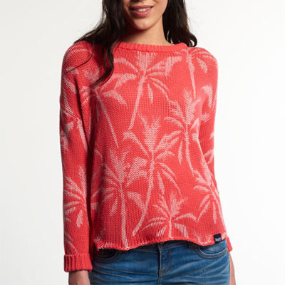 Superdry極度乾燥しなさい Palm Print Slouch Knit Jumper セーター
