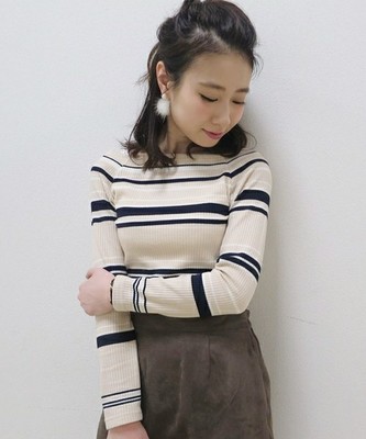 テレコランダムボーダー長袖プルオーバー