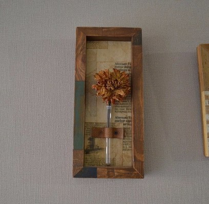 一輪挿しの額縁 パッチワークver.