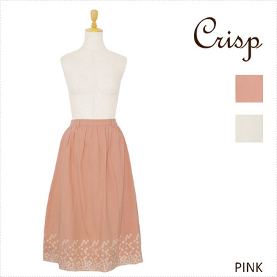 ドット刺繍コットンギャザースカート