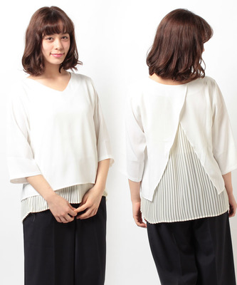 プリーツレイヤードブラウス