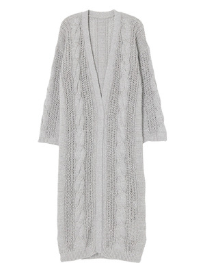 テープヤーンケーブルロングカーデ