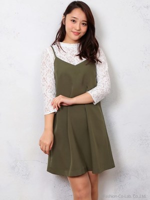 Aラインレイヤードワンピース