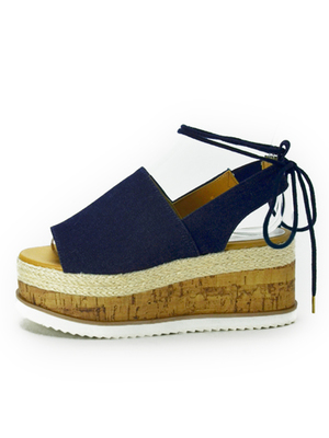 2wayレースアッププラットフォームサンダル