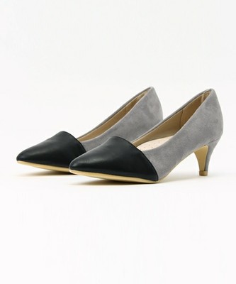 バイカラーポインデットトゥヒールパンプス