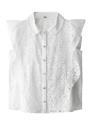 フリルレースブラウス